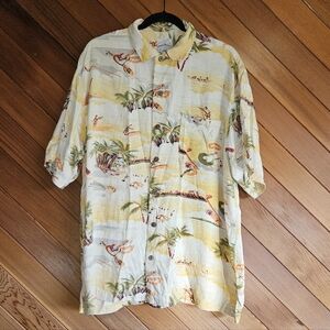 Vintage 100% Silk Tommy Bahama Tropical Vacation Button Down Size Medium